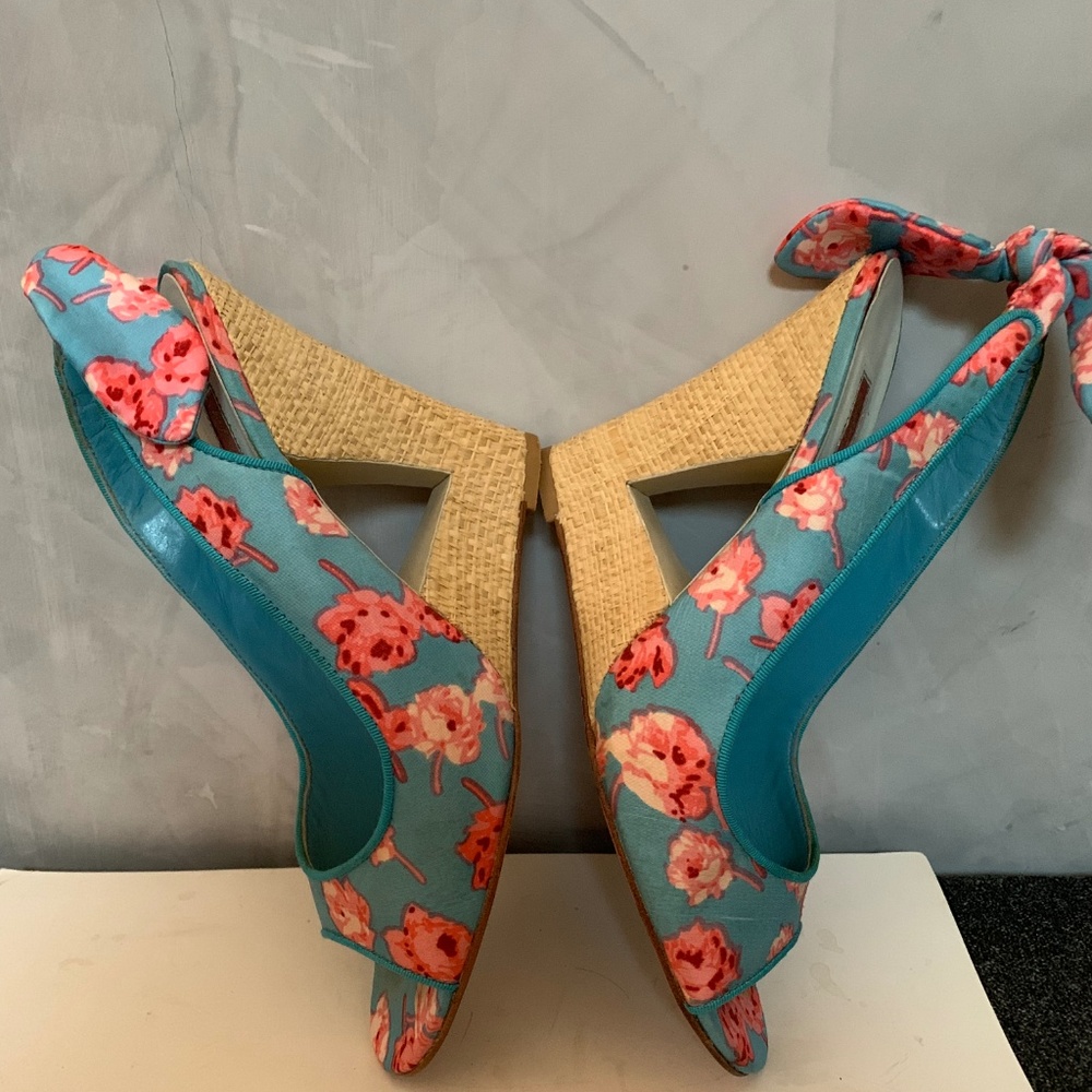Betsey Johnson Floral Peep Toe Wedges - Picture 8 of 10